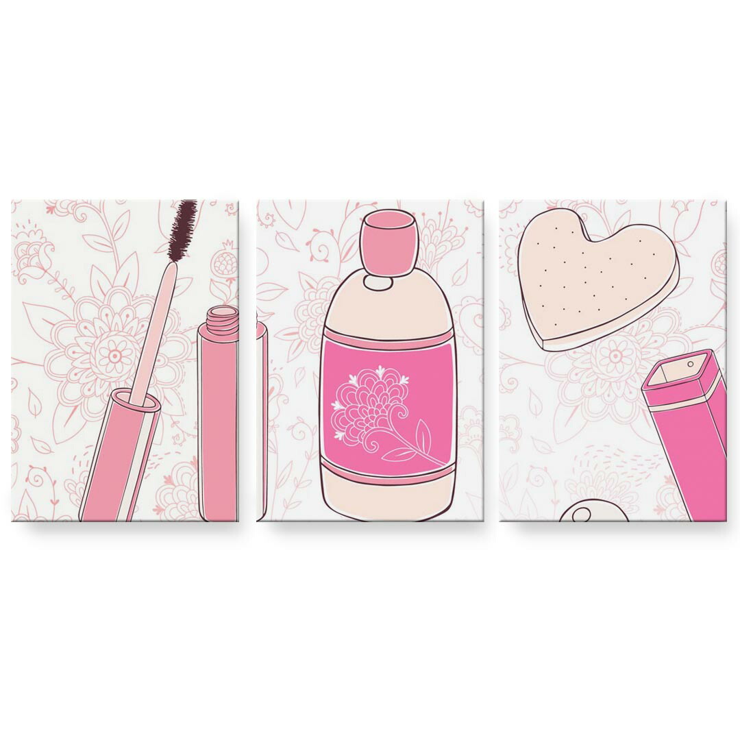 アートパネル 3連 3枚セット 絵 絵画 飾り igsticker 594mmx420mm A2 フォト 壁掛け 木枠 インテリア おしゃれ 002689 メイク　おしゃれ　ピンク
