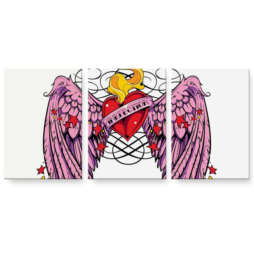 作物ダイアログボックス 3連 3枚仕掛ける 絵  絵図  飾り付け igsticker 594mmx420粍 A2  映し絵 飾り付け 木枠 室内装飾 かっこ良い   002702   ハート形 羽 翼 壁紙・装飾フィルム-インテリア・寝具・収納-アートパネル・アートボード