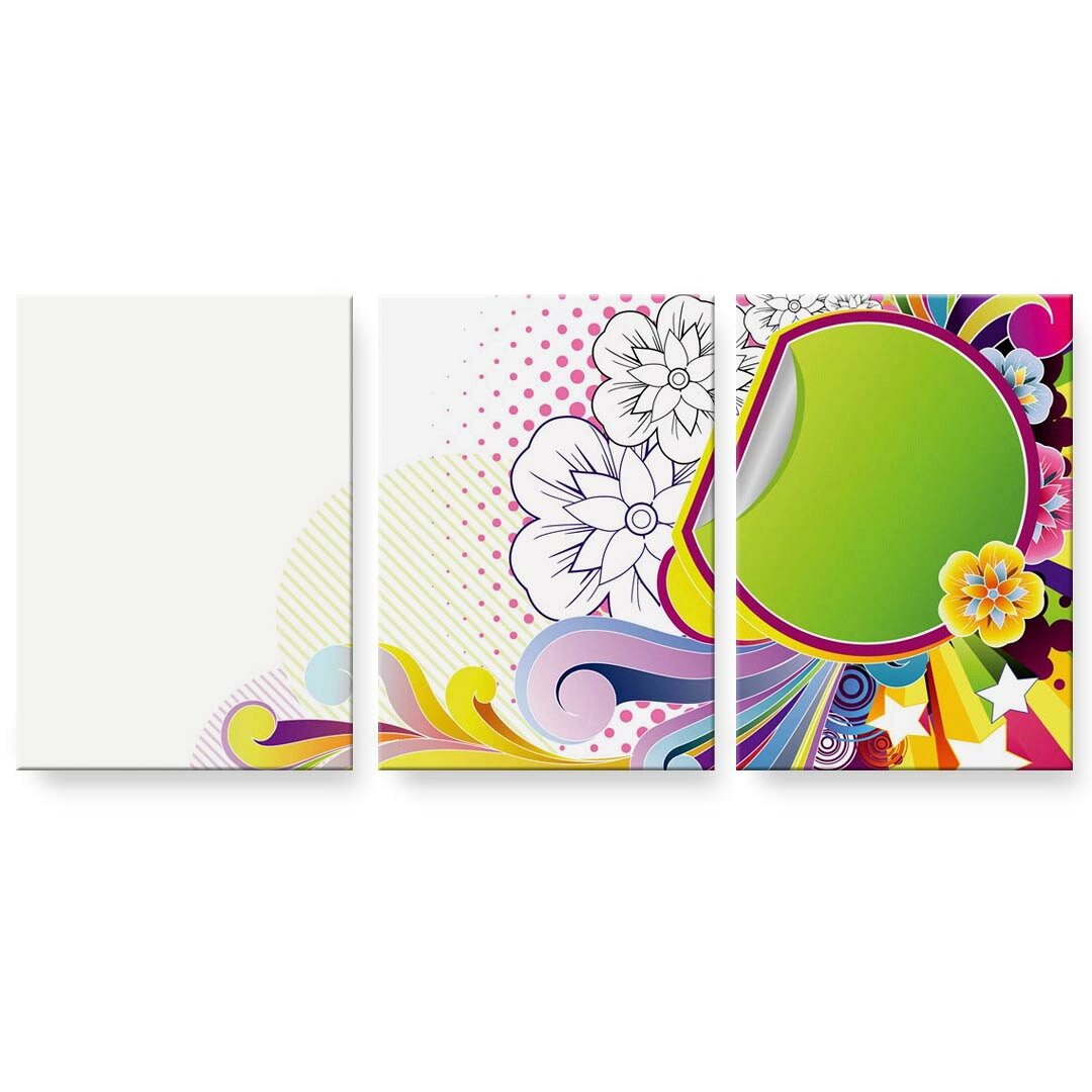 アートパネル 3連 3枚セット 絵 絵画 飾り igsticker 594mmx420mm A2 フォト 壁掛け 木枠 インテリア おしゃれ 002733 花　星　カラフル｜kabeコレ 9,600円