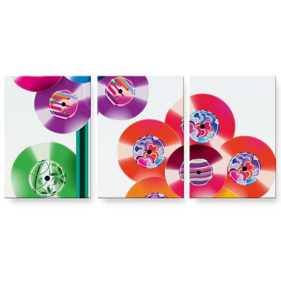 アートパネル 3連 3枚セット 絵 絵画 飾り igsticker 594mmx420mm A2 フォト 壁掛け 木枠 インテリア おしゃれ 002735 花　カラフル