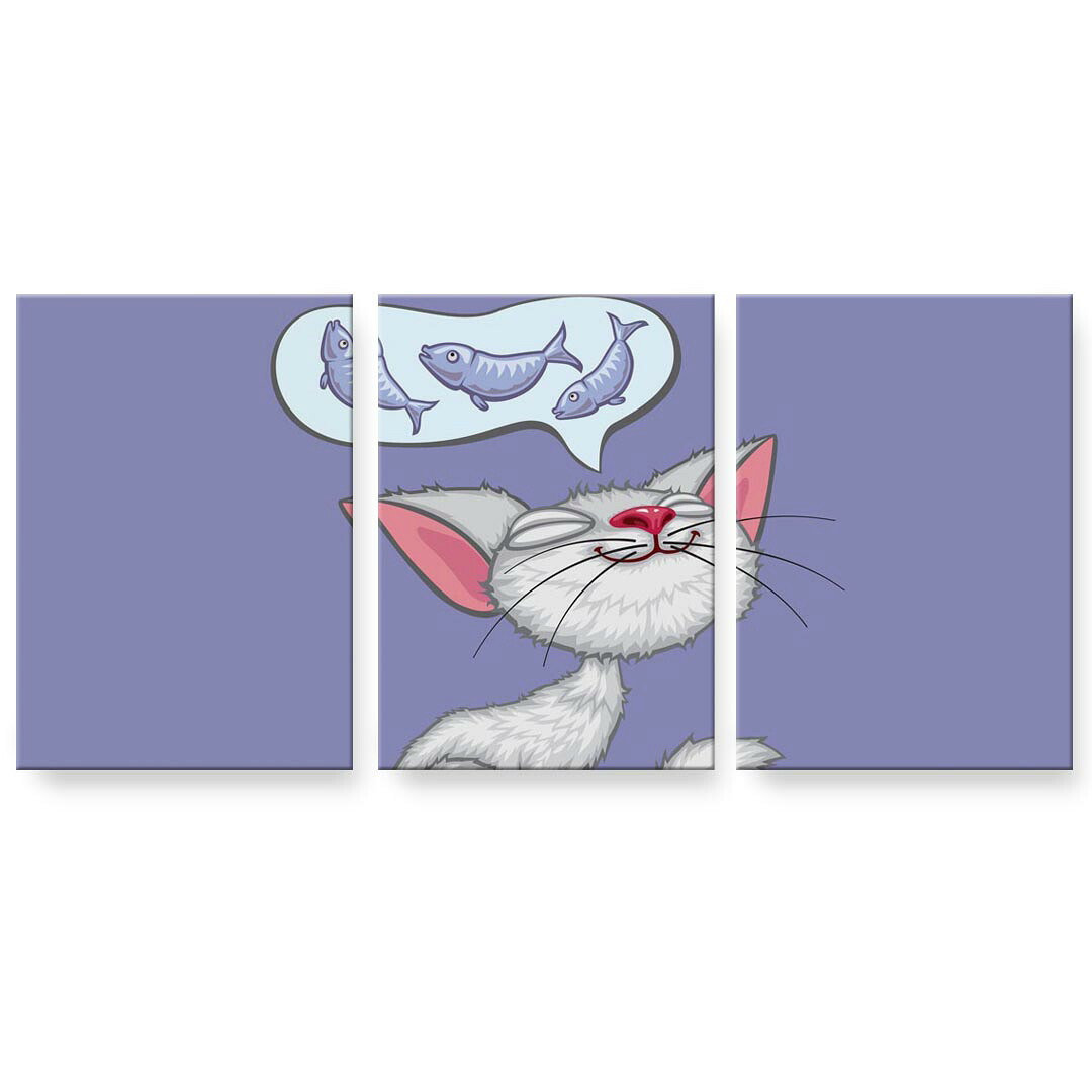 アートパネル 3連 3枚セット 絵 絵画 飾り igsticker 594mmx420mm A2 フォト 壁掛け 木枠 インテリア おしゃれ 002763 猫　キャラクター　動物｜kabeコレ