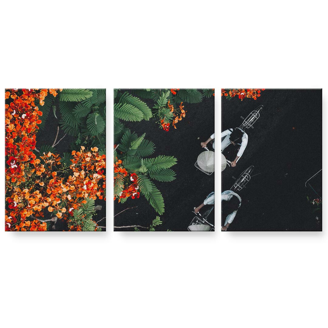 アートパネル 3連 3枚セット 絵 絵画 飾り igsticker 594mmx420mm A2 フォト 壁掛け 木枠 インテリア おしゃれ 022841 写真　秋　自転車