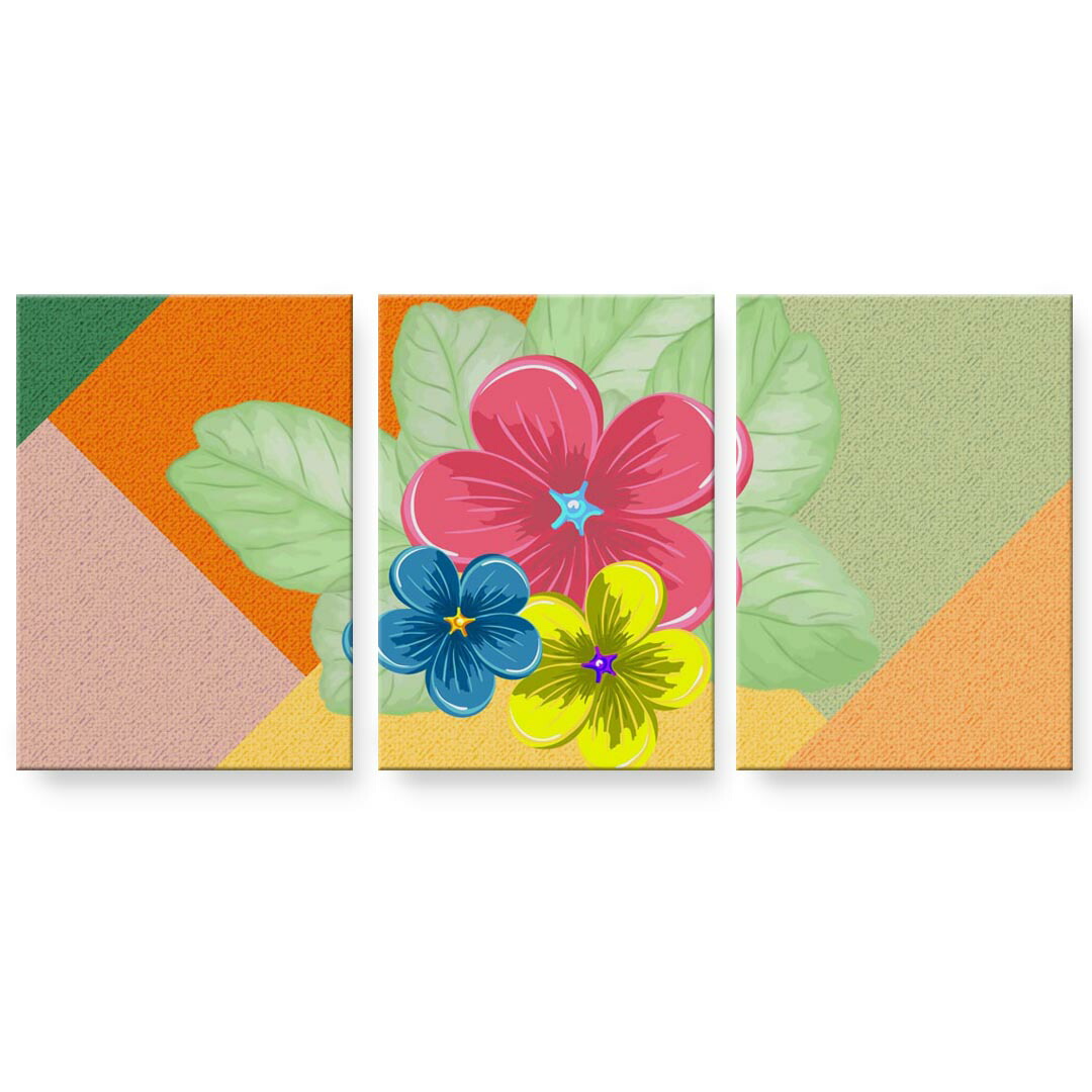 アートパネル 3連 3枚セット 絵 絵画 飾り igsticker 594mmx420mm A2 フォト 壁掛け 木枠 インテリア おしゃれ 023331 花　フラワー　カラフル　模様