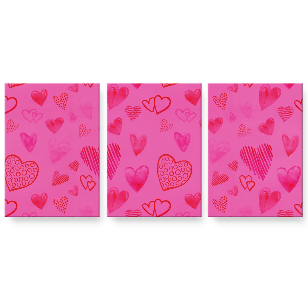 アートパネル 3連 3枚セット 絵 絵画 飾り igsticker 594mmx420mm A2 フォト 壁掛け 木枠 インテリア おしゃれ 023432 ハート 柄 模様