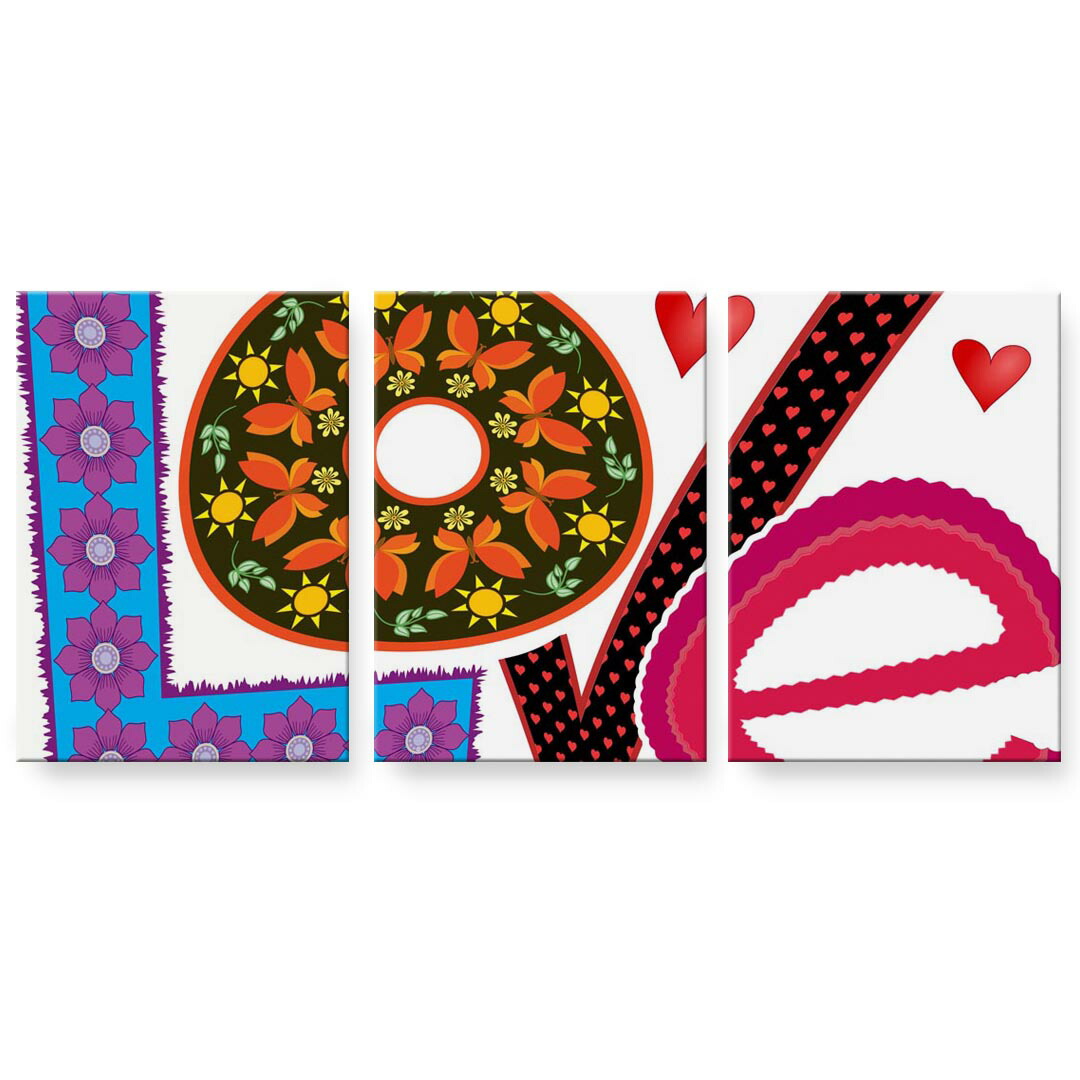 アートパネル 3連 3枚セット 絵 絵画 飾り igsticker 594mmx420mm A2 フォト 壁掛け 木枠 インテリア おしゃれ 023537 文字　花　ドット