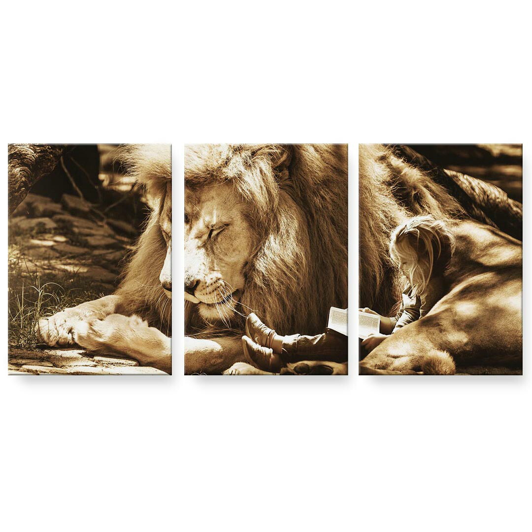 アートパネル 3連 3枚セット 絵 絵画 飾り igsticker 594mmx420mm A2 フォト 壁掛け 木枠 インテリア おしゃれ 023540 ライオン　人物　動物｜kabeコレ 9,216円