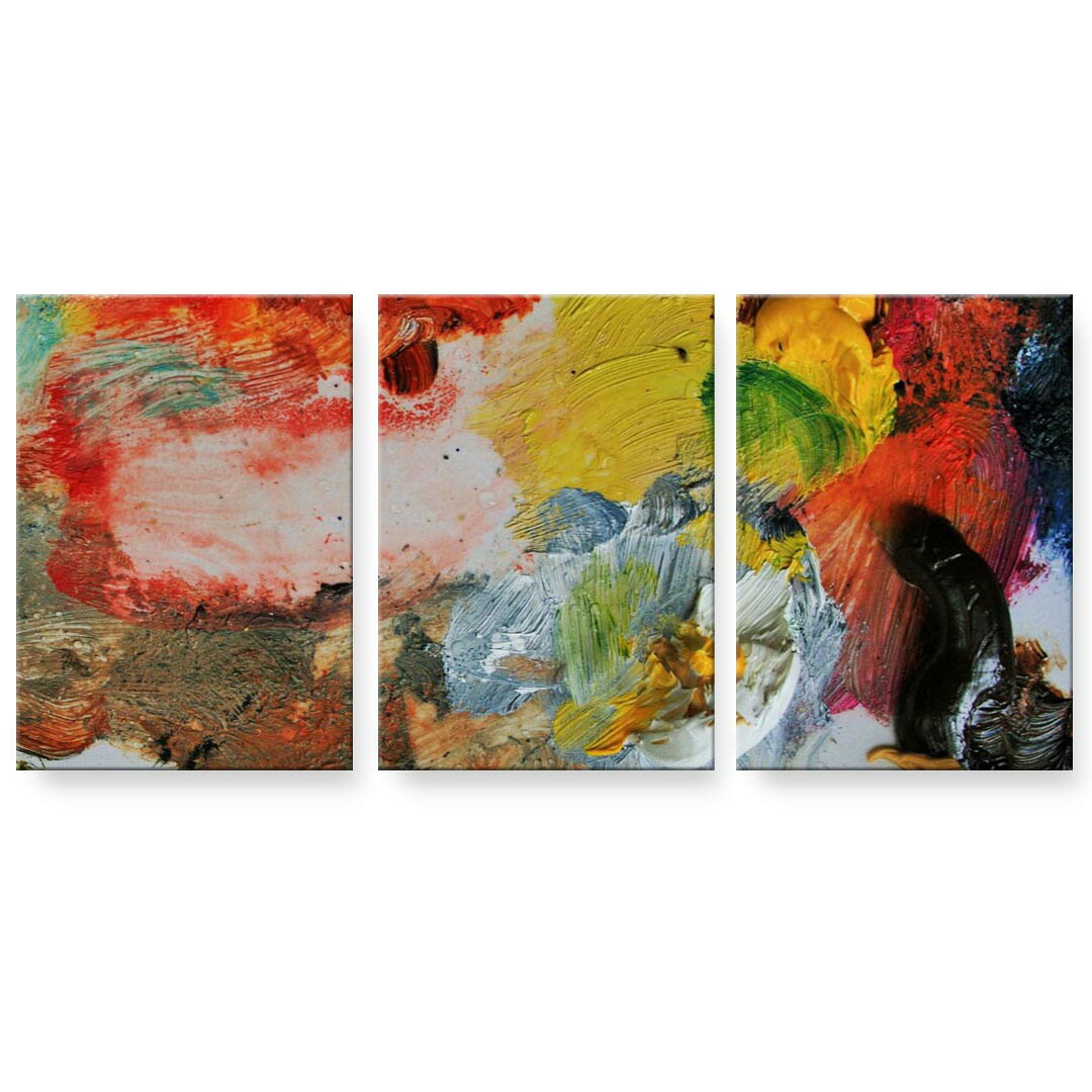 アートパネル 3連 3枚セット 絵 絵画 飾り igsticker 594mmx420mm A2 フォト 壁掛け 木枠 インテリア おしゃれ 023640 絵具　カラフル