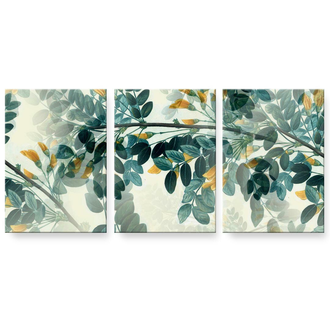アートパネル 3連 3枚セット 絵 絵画 飾り igsticker 594mmx420mm A2 フォト 壁掛け 木枠 インテリア おしゃれ 023936 花　葉っぱ　模様
