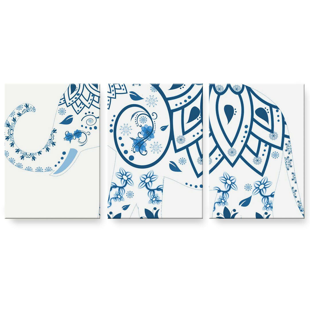 アートパネル 3連 3枚セット 絵 絵画 飾り igsticker 594mmx420mm A2 フォト 壁掛け 木枠 インテリア おしゃれ 026033 ゾウ　動物　柄