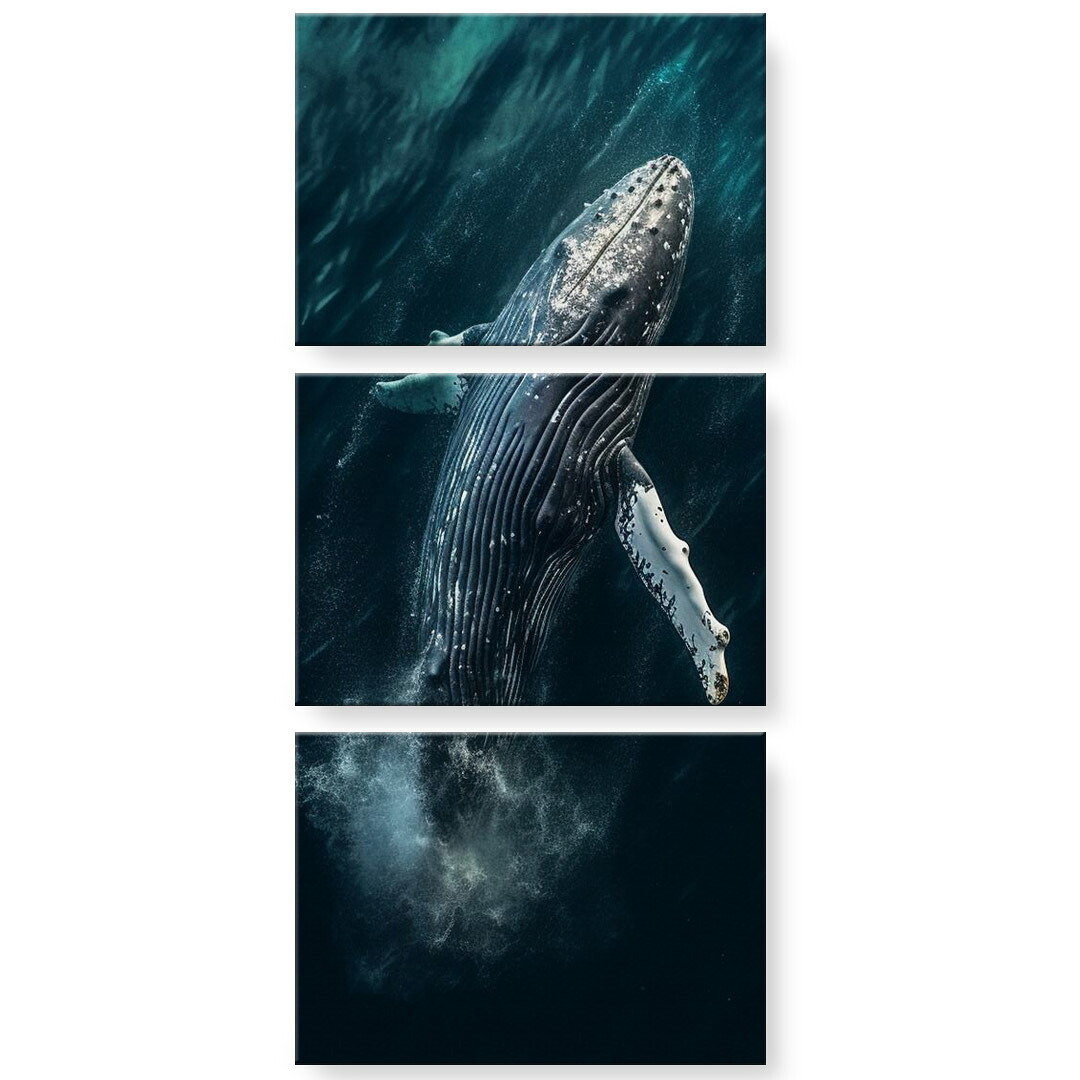 アートパネル 3連 3枚セット 絵 絵画 飾り igsticker 594mmx420mm A2 フォト 壁掛け 木枠 インテリア おしゃれ ザトウクジラ 海　033091