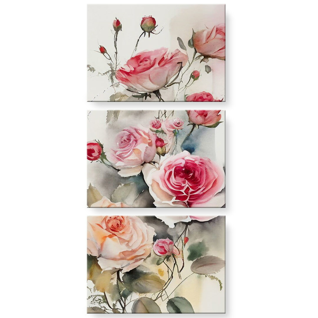 アートパネル 3連 3枚セット 絵 絵画 飾り igsticker 594mmx420mm A2 フォト 壁掛け 木枠 インテリア おしゃれ バラ 花　033123