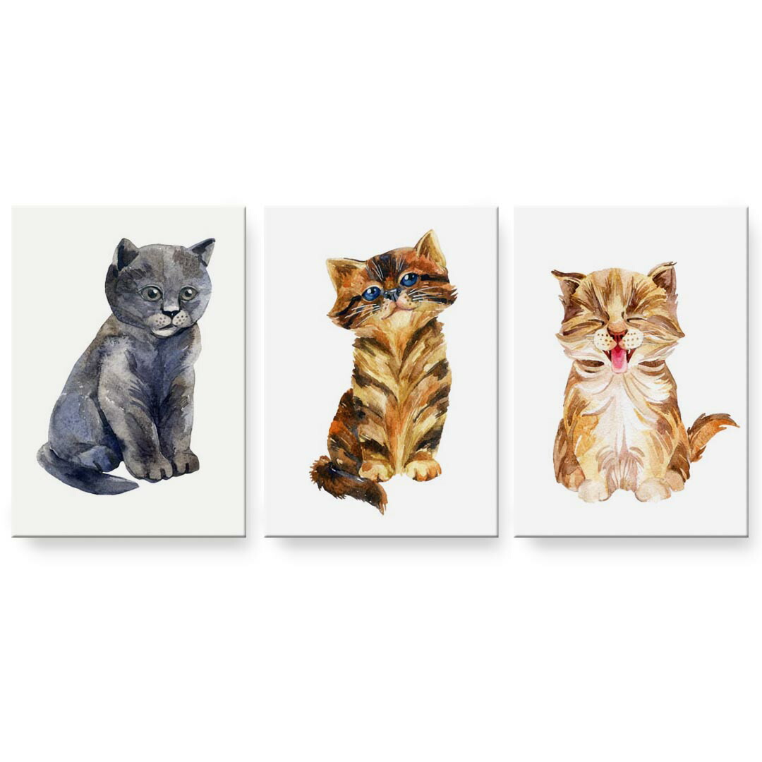 アートパネル 3連 3枚セット 絵 絵画 飾り igsticker 594mmx420mm A2 フォト 壁掛け 木枠 インテリア おしゃれ 014023 猫 動物 アニマル|kabeコレ