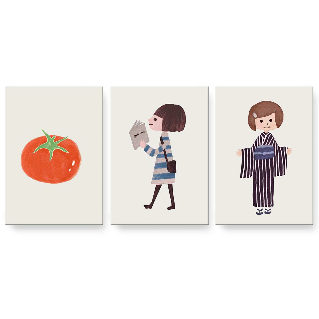 アートパネル 3連 3枚セット 絵 絵画 飾り igsticker 594mmx420mm A2 フォト 壁掛け 木枠 インテリア おしゃれ 014682 人物 本|kabeコレ