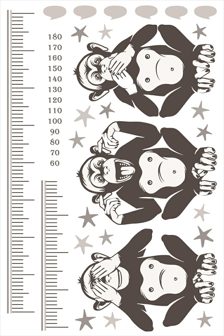 楽天市場 ウォールステッカー 身長計 記念 猿 ユニーク 動物 90 60cm シール式 装飾 おしゃれ 壁紙 はがせる 剥がせる カッティングシート Wall Sticker 雑貨 Diy プチリフォーム Kabeコレ