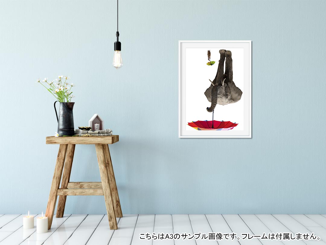 ポステッカー ポスター ウォールステッカー シール式ステッカー 飾り 1030mm×1456mm B0 写真 フォト 壁 インテリア おしゃれ  剥がせる wall sticker poster 025968 動物 ゾウ ミーアキャット 傘 SALE／58%OFF