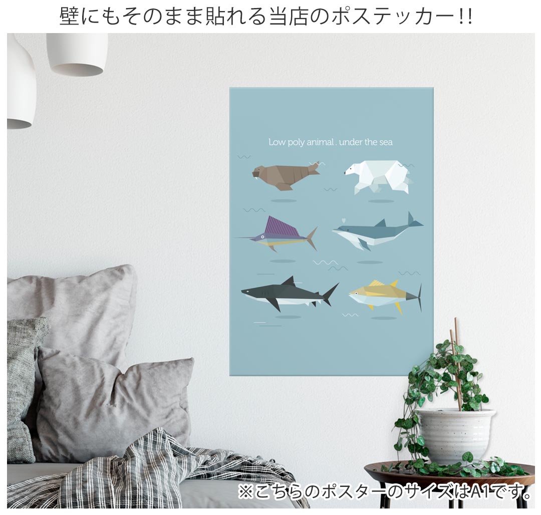 楽天市場 ポスター ウォールステッカー シール式ステッカー 飾り 210 297mm 写真 フォト 壁 インテリア おしゃれ 剥がせる Wall Sticker Poster 海 生き物 サメ Kabeコレ