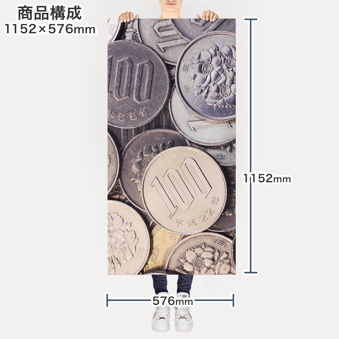 ポスター ウォールステッカー ポステッカー パノラマサイズ ポスターステッカー シール式ステッカー 飾り 1152mm×576mm 写真 フォト 壁 インテリア おしゃれ 剥がせる wall sticker poster 000080 小銭 金 百円