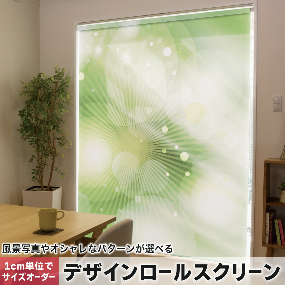 1cm単位サイズオーダー ロールスクリーン ロールカーテン オーダーメイド タチカワ 日本製 間仕切り カーテン 採光 非遮光 目隠し UVカット カーテンレール チェーン式 プル式 002183 クール シンプル 緑