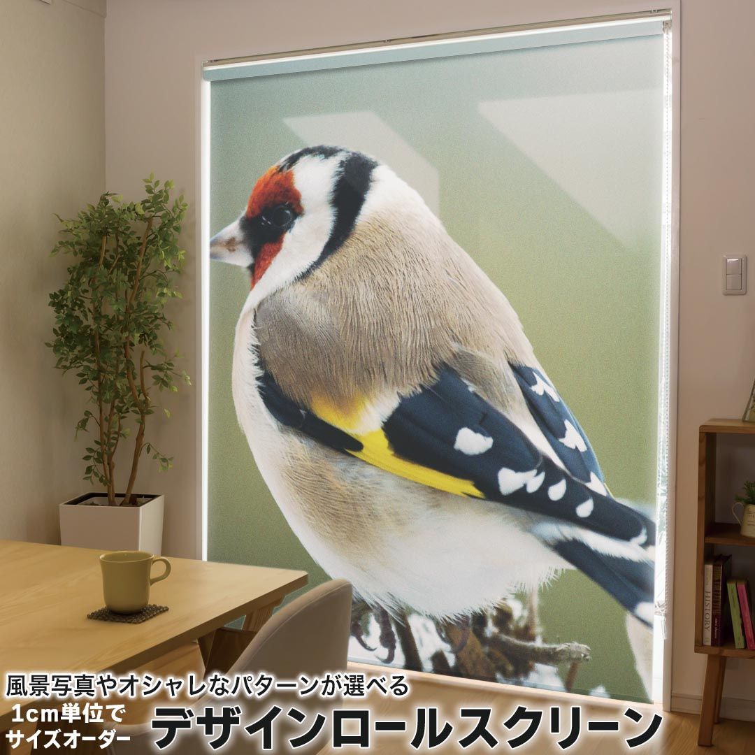 1cm単位サイズオーダー ロールスクリーン ロールカーテン オーダーメイド タチカワ 日本製 間仕切り カーテン 採光 非遮光 目隠し UVカット カーテンレール チェーン式 プル式 002605 アニマル 鳥　動物　写真