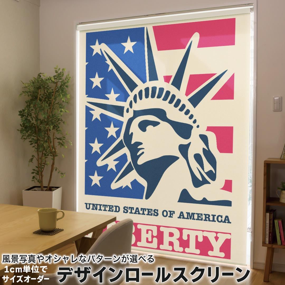 1cm単位サイズオーダー ロールスクリーン ロールカーテン オーダーメイド タチカワ 日本製 間仕切り カーテン 採光 非遮光 目隠し UVカット カーテンレール チェーン式 プル式 002641 ユニーク 外国　国旗　英語