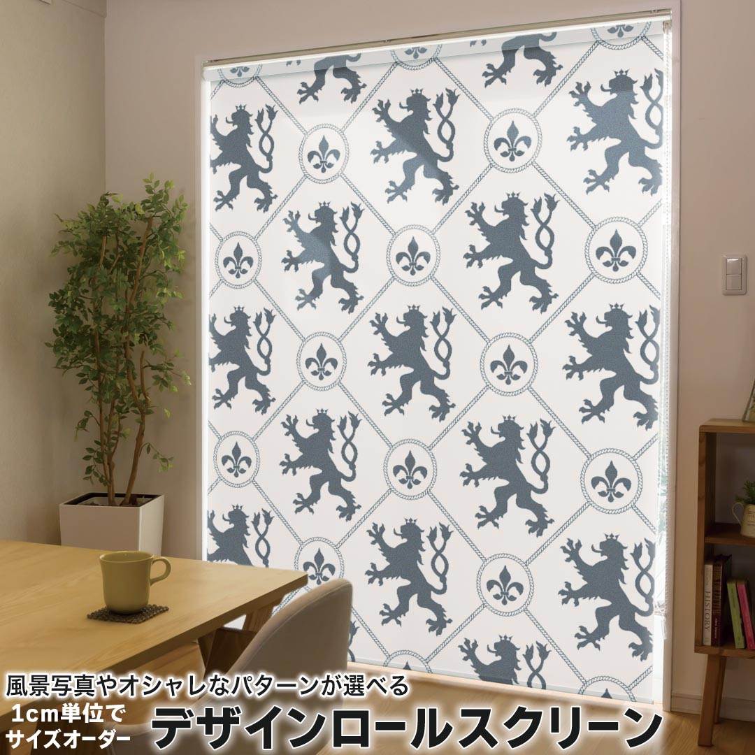 1cm単位サイズオーダー ロールスクリーン ロールカーテン オーダーメイド タチカワ 日本製 間仕切り カーテン 採光 非遮光 目隠し UVカット カーテンレール チェーン式 プル式 002695 ユニーク 模様　白　グレー