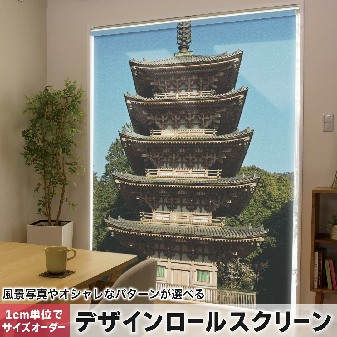 1cm単位サイズオーダー ロールスクリーン ロールカーテン オーダーメイド タチカワ 日本製 間仕切り カーテン 採光 非遮光 目隠し UVカット カーテンレール チェーン式 プル式 003268 その他 写真・風景 クール 写真　景色　風景