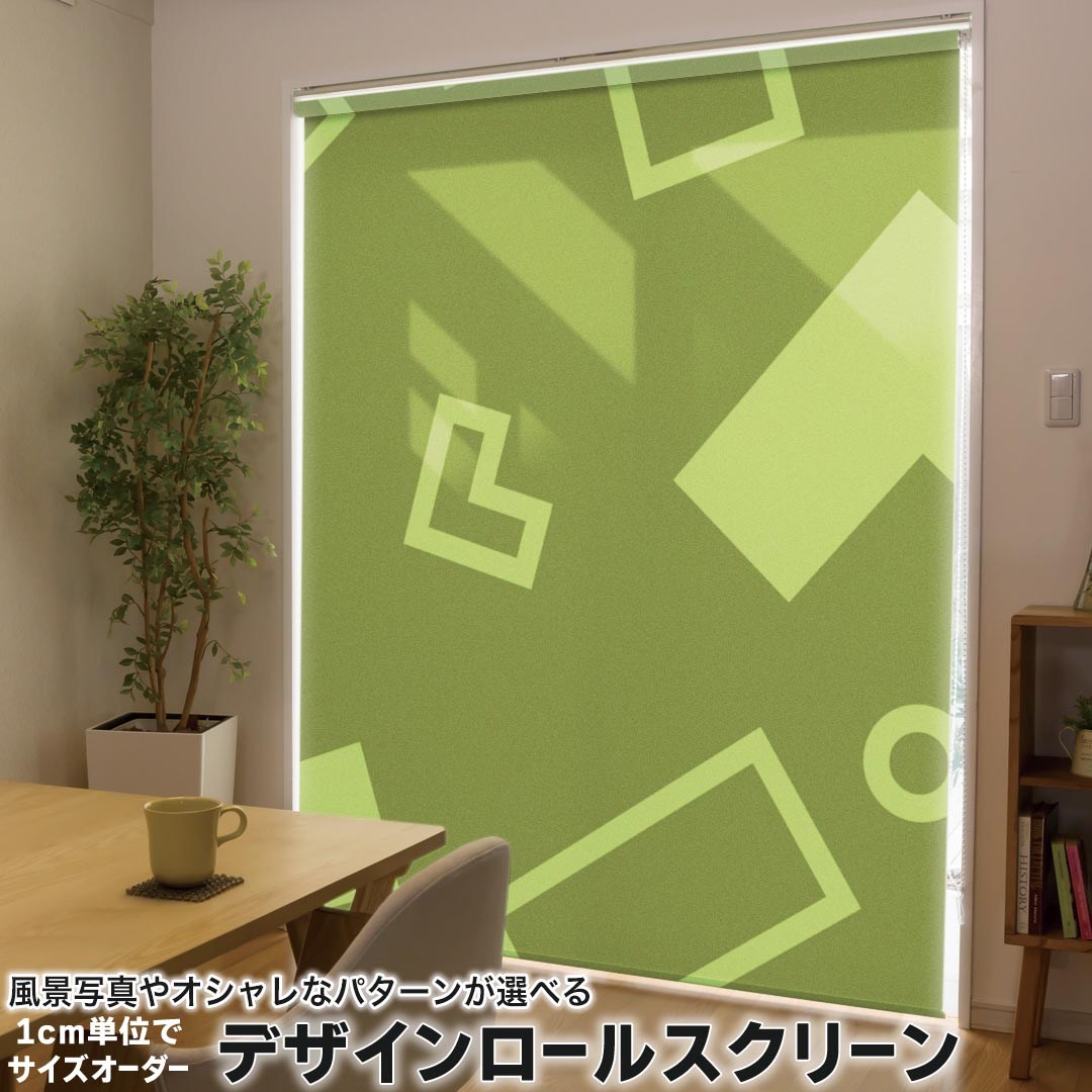 1cm単位サイズオーダー ロールスクリーン ロールカーテン オーダーメイド タチカワ 日本製 間仕切り カーテン 採光 非遮光 目隠し UVカット カーテンレール チェーン式 プル式 003836 チェック・ボーダー 模様 緑
