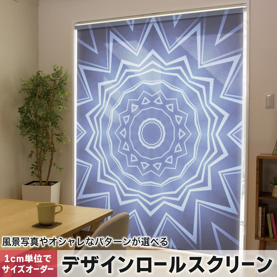 1cm単位サイズオーダー ロールスクリーン ロールカーテン オーダーメイド タチカワ 日本製 間仕切り カーテン 採光 非遮光 目隠し UVカット カーテンレール チェーン式 プル式 006908 その他 青　ブルー