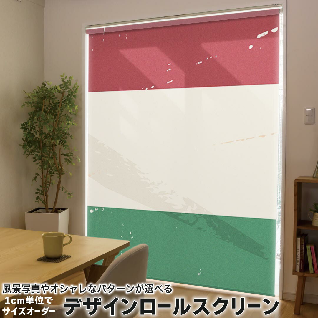 1cm単位サイズオーダー ロールスクリーン ロールカーテン オーダーメイド タチカワ 日本製 間仕切り カーテン 採光 非遮光 目隠し UVカット カーテンレール チェーン式 プル式 011608 イタリア　外国　国旗
