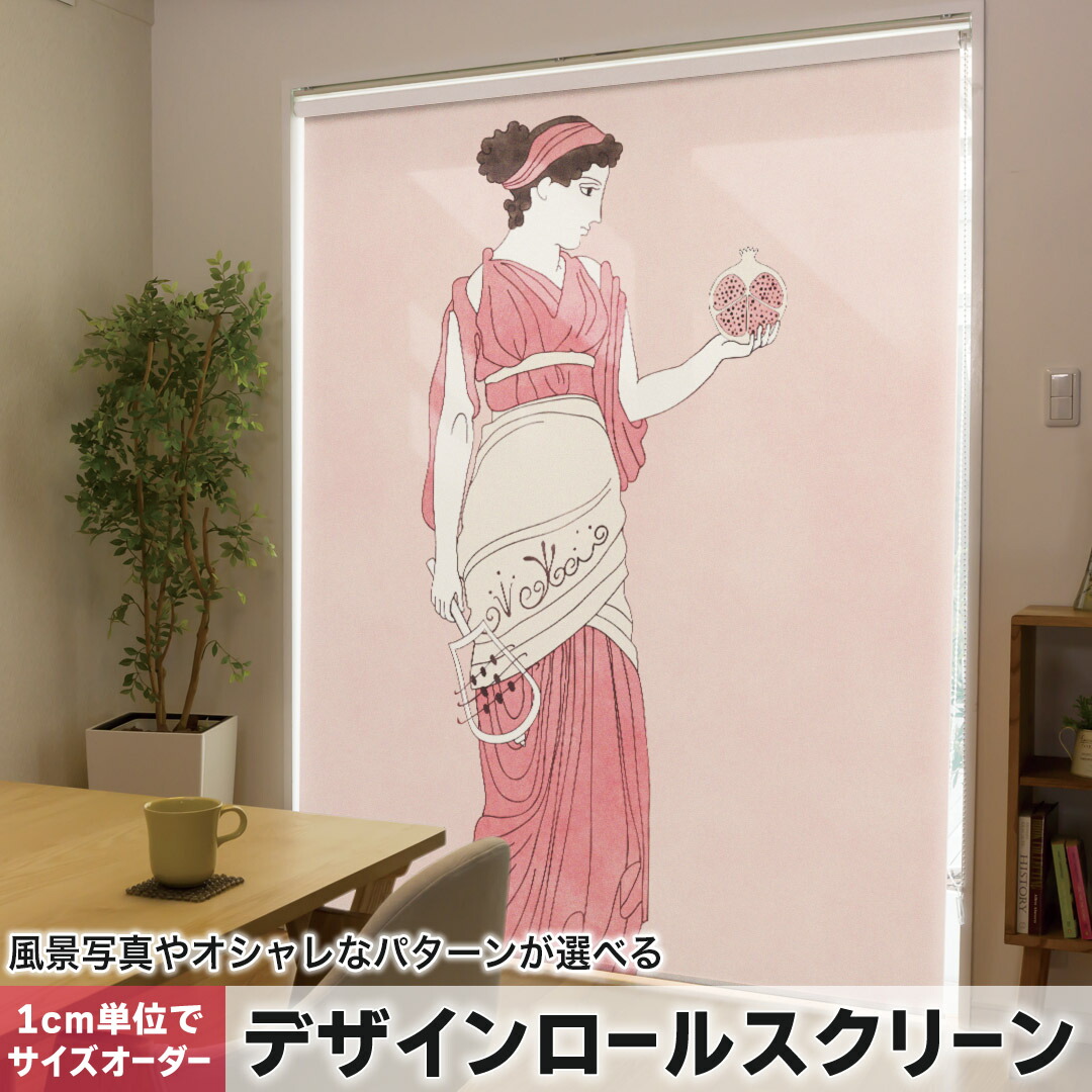 1cm単位サイズオーダー ロールスクリーン ロールカーテン オーダーメイド タチカワ 日本製 間仕切り カーテン 採光 非遮光 目隠し UVカット カーテンレール チェーン式 プル式 014380 人物　イラスト