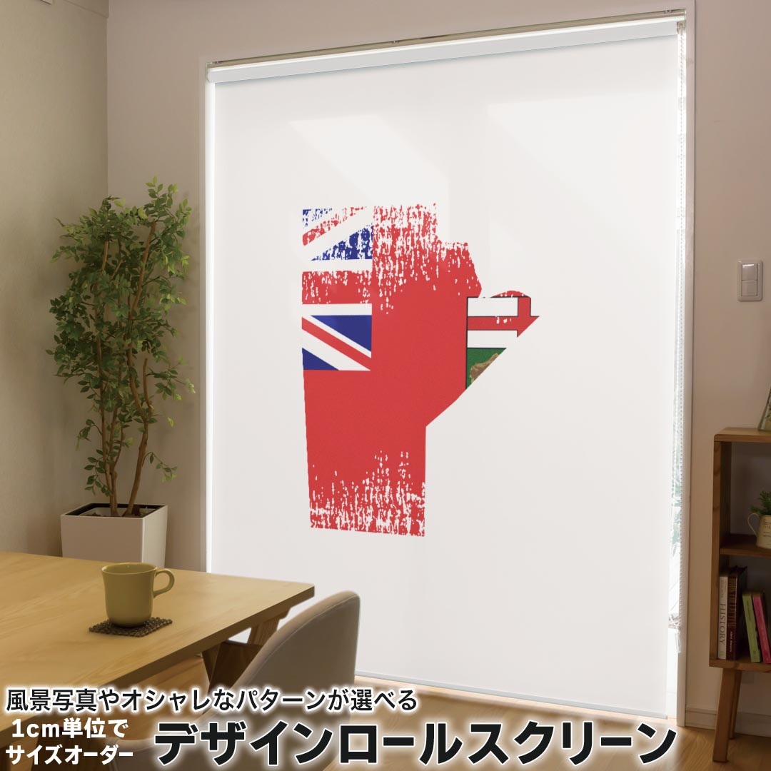 1cm単位サイズオーダー ロールスクリーン ロールカーテン オーダーメイド タチカワ 日本製 間仕切り カーテン 採光 非遮光 目隠し UVカット カーテンレール チェーン式 プル式 018884 国旗 manitoba マニトバ