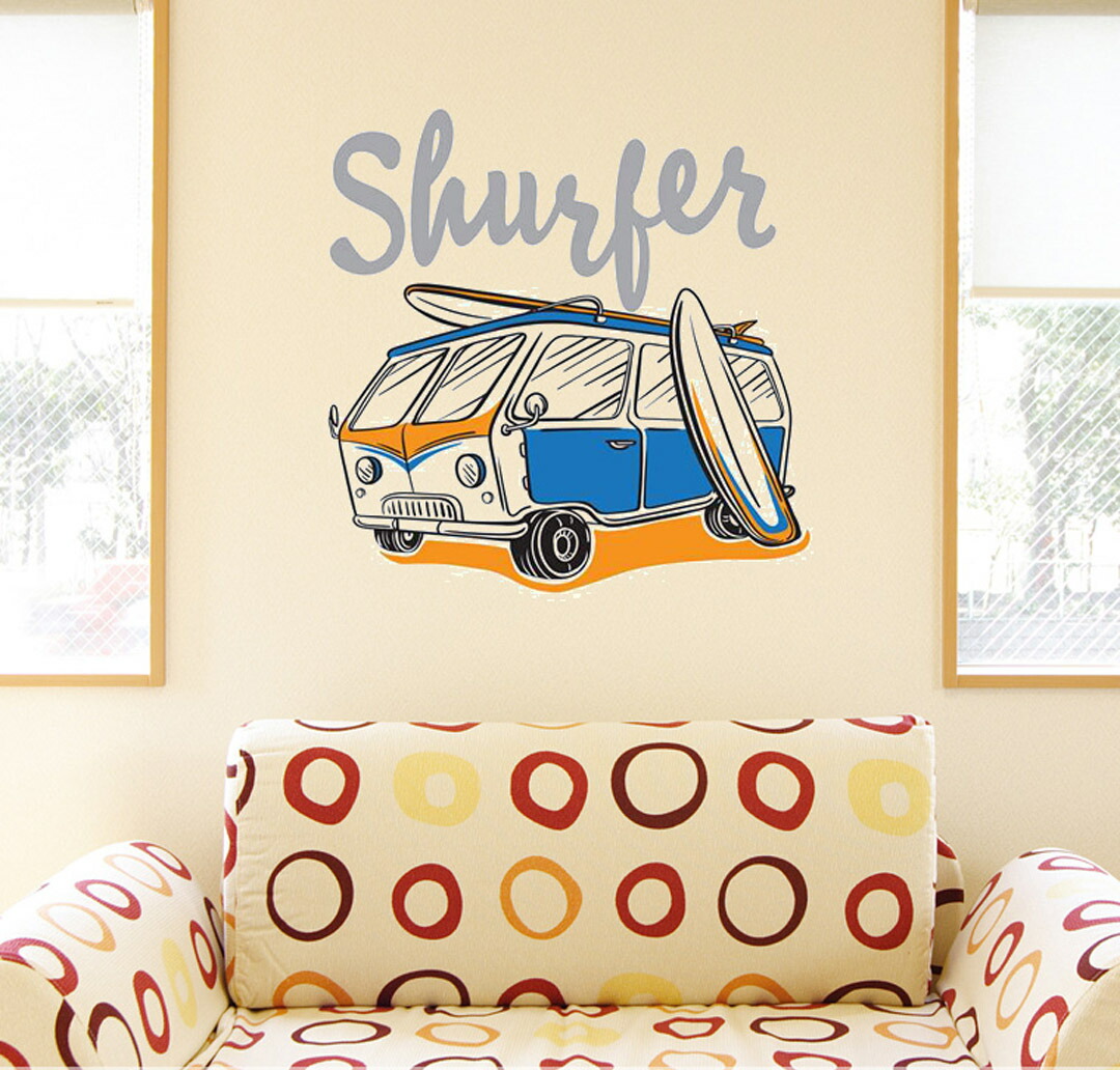 楽天市場 ウォールステッカー 飾り 60 60cm シール式 装飾 おしゃれ 壁紙 はがせる 剥がせる カッティングシート Wall Sticker 雑貨 Diy プチリフォーム パーティー イベント 賃貸 サーフィン 海 車 Kabeコレ