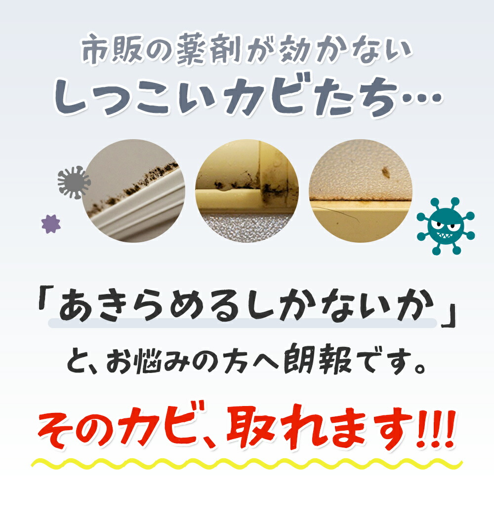 プロも取れないカビが取れる!カビ取り・カビ対策・カビ退治OK!【カビ強力除去スプレー(お風呂・ビニールクロス・土壁などの色落ちしない材質用)】