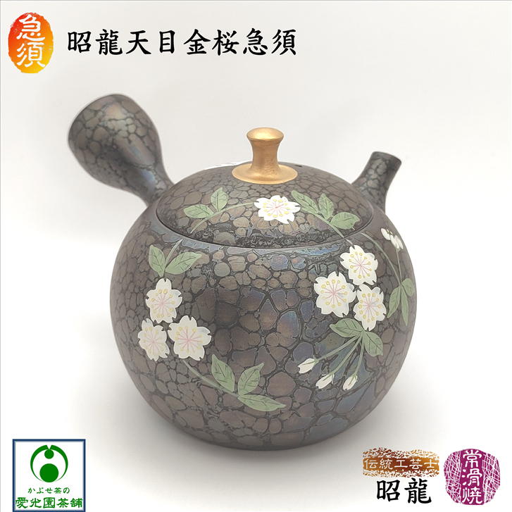 楽天市場】常滑焼 伝統工芸士 玉龍作 茶窯変つば鉄鉢形桜彫 急須 200cc