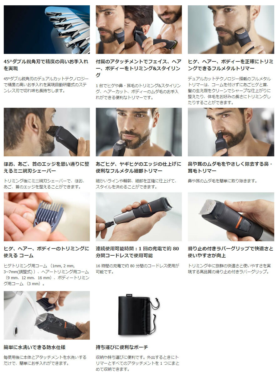 楽天市場 Philips Mg5730 15 フィリップス マルチグルーミングキット 1台でヒゲのトリミング スタイリング 鼻 耳毛のお手入れ ボディ ヘアーカットができる便利なトリマー フィリップス メンズグルーミング 体毛ケア ギフトラッピング対応 在庫あり