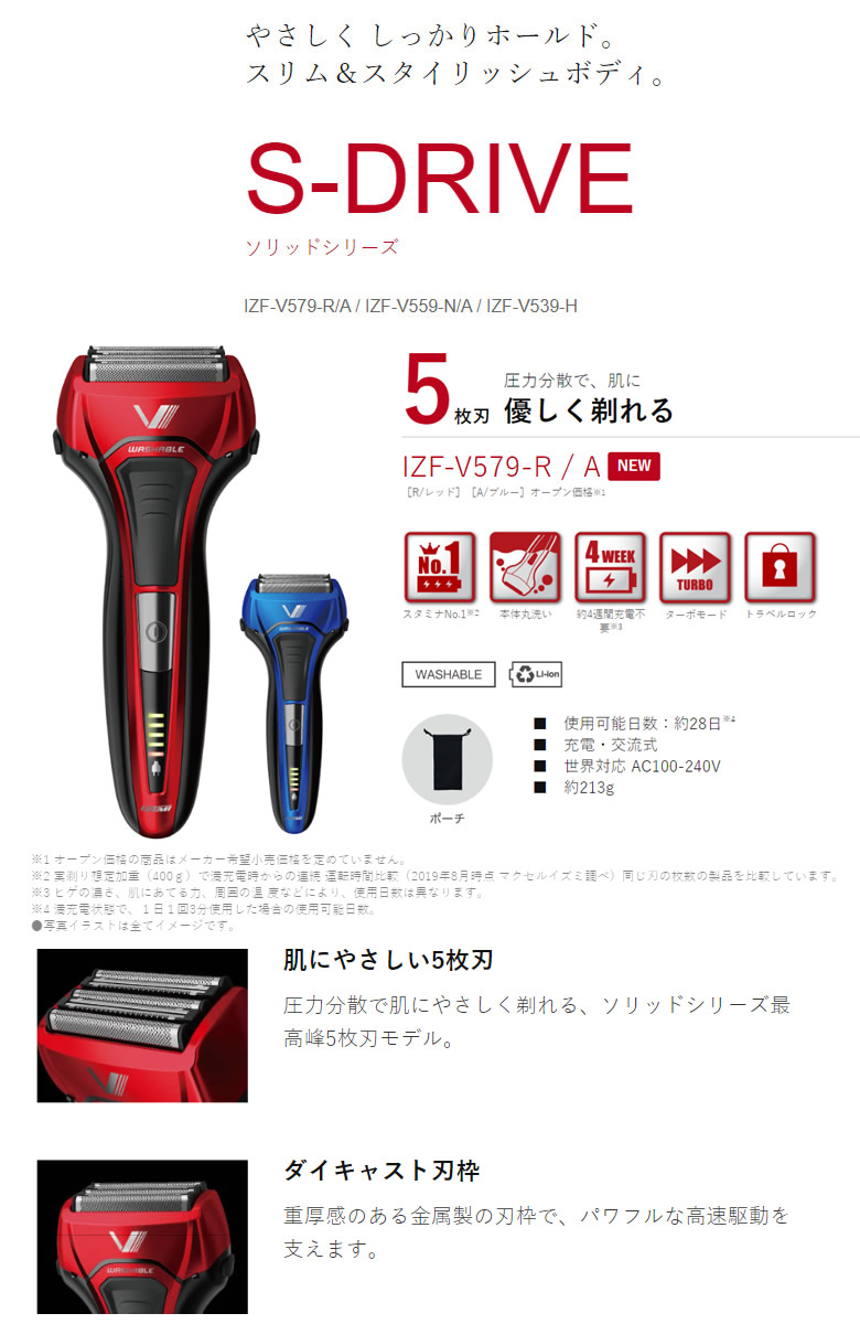 当店だけの限定モデル イズミ IZUMI 往復式5枚刃 メンズシェーバー S-DRIVE ソリッドシリーズ シルバー IZF-V571-S  discoversvg.com