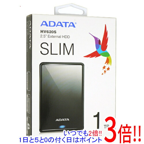 【1日と5.0のつく日、18日はポイント3倍！】ADATA製PortableHD AHV620S-1TU3-CBK 1TB