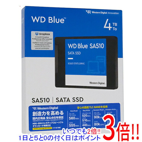 Western Digital製 SSD WD Blue SA510 SATA WDS400T3B0A 4結核症
