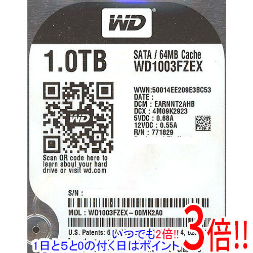 Western Digital製HDD WD1003FZEX 1結核症 SATA600 7200