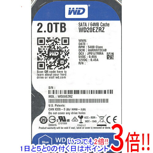 Western Digital製HDD WD20EZRZ 2結核症 SATA600