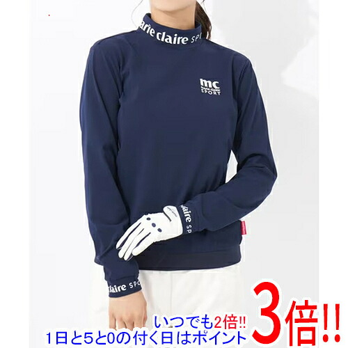 【1日と5.0のつく日、18日はポイント3倍！】marie claire(マリ・クレール) S サイズ ゴルフシャツ レディース モックネック長袖シャツ 732503 NV ネイビー