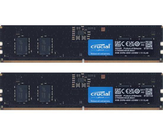 DDR5 PC5-38400 8GB 2枚組 元箱あり Crucial CT2K8G48C40U5 PCパーツ