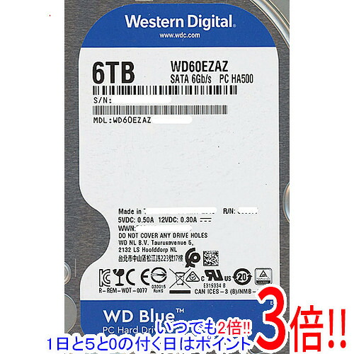 【中古】Western Digital製HDD WD60EZAZ 6結核症 SATA600 5400 0～100第四次元以内