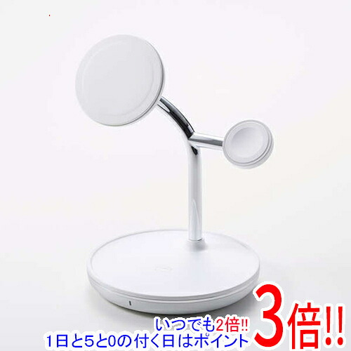 【1日と5.0のつく日、18日はポイント3倍！】ELECOM 3in1ワイヤレス充電スタンドwith MagSafe(15W+5W＋AppleWatch) W-MS07WH ホワイト