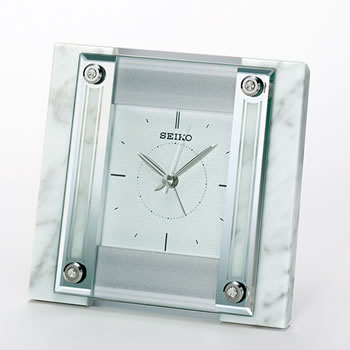 【4/15限定★抽選で2人に1人最大100%ポイントバック！要エントリー】セイコー【SEIKO】 置き時計 スタンダード アラーム 白大理石 QK737W★【QK737W】