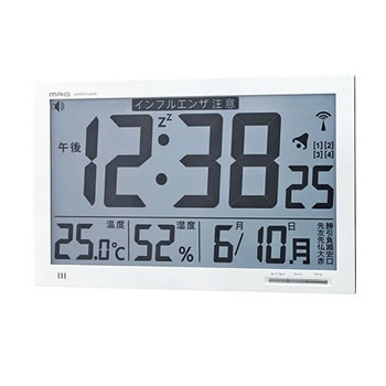 ノア精密【MAG】環境目安表示機能付き大型電波時計 エアサーチメルスター W-602WH★【置掛両用】｜家電のＳＡＫＵＲＡ　店