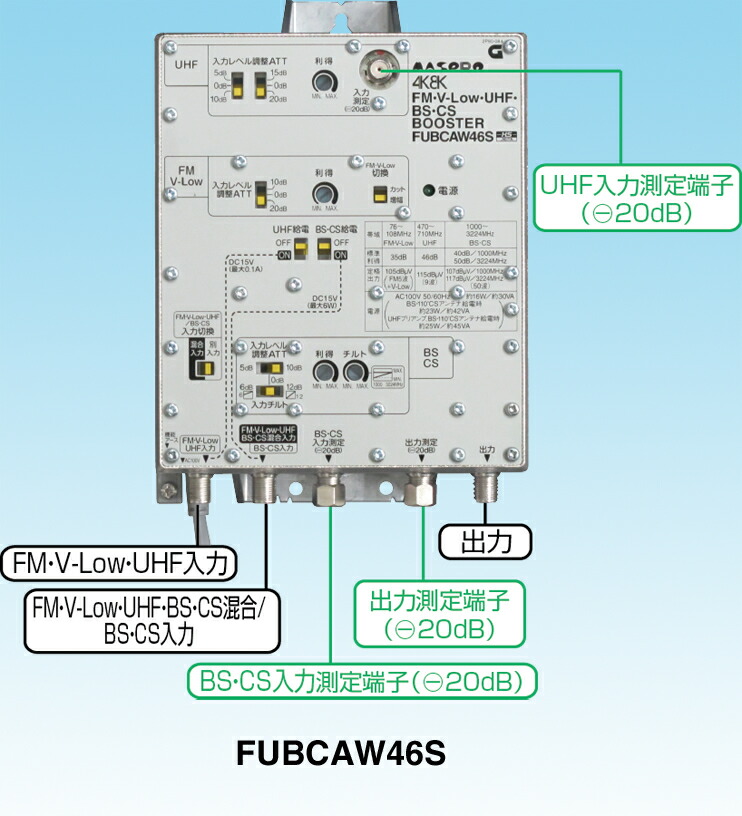 5年保証』 マスプロ FM UHF BS CSブースター 40dB型 BL型 CS UF-1W