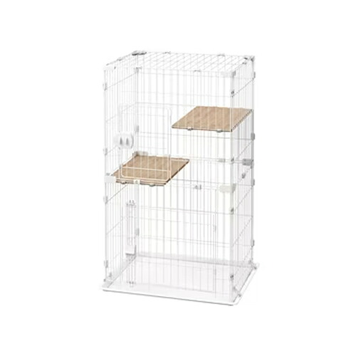 アイリスオーヤマ【ペット用品】コンパクトキャットケージ2段 ナチュラル CCC-112 転倒防止ベルト付き I-4967576683012【IRIS OHYAMA】