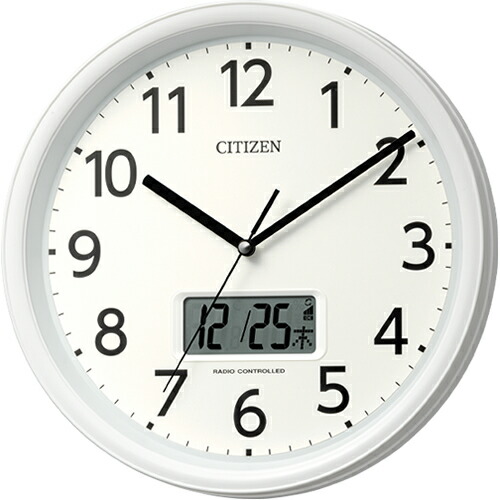 リズム【CITIZEN】液晶表示付電波掛時計 白（白） カレンダー表示 温湿度表示 ユニバーサルデザインフォント 8FYA05-003 5,424円