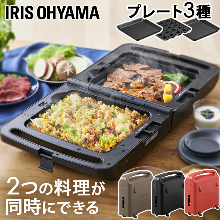 全品送料0円 ホットプレート アイリスオーヤマ 両面たこ焼き 焼肉 コンパクト 折り畳み式 お手入れ簡単 左右温度調節 着脱式 平面 たこ焼き器  パーティ 大型 簡単 送料無料 ギフト ブラック ブラウン レッド DPOL-301-B T R あす楽 fucoa.cl